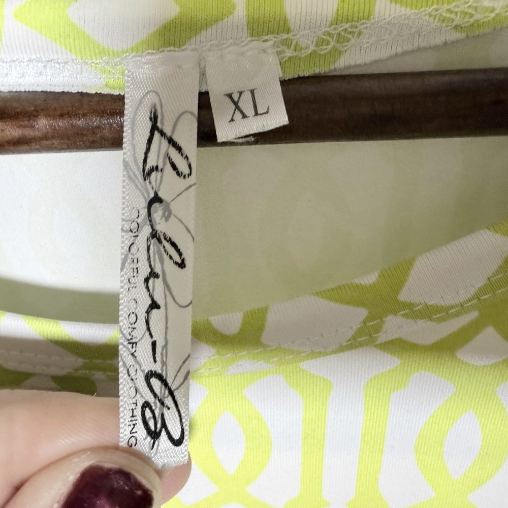 Lulu-B Lime Green Geometric Trellis Print 3/4 Sleeve Pocket Shift Dress XL - Picture 4 of 10